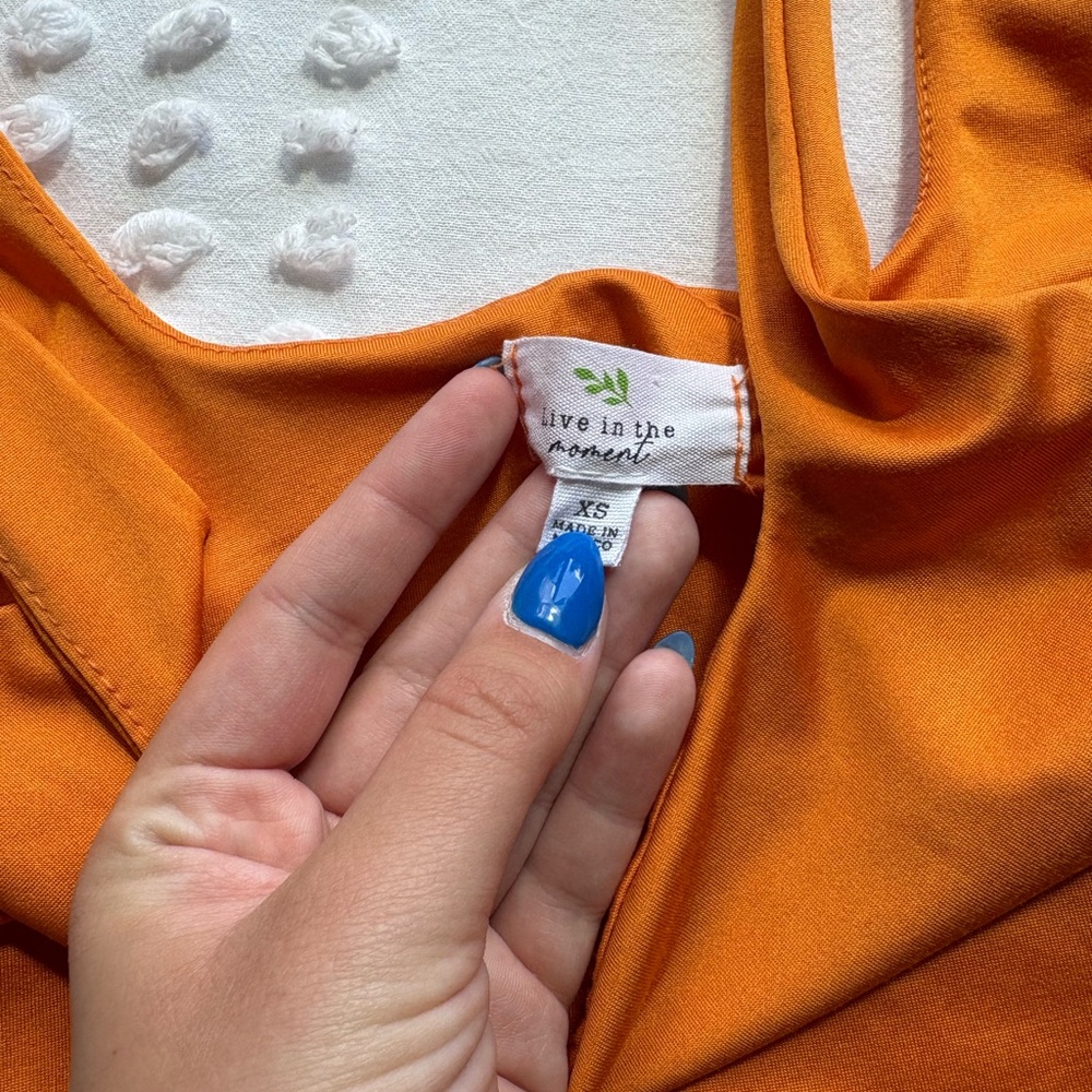 Orange Square-Neck Bodysuit • Size XS - Picture 3 of 3